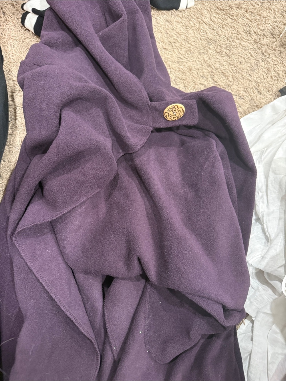 Purple Women's Wrap Shawl with Decorative Button